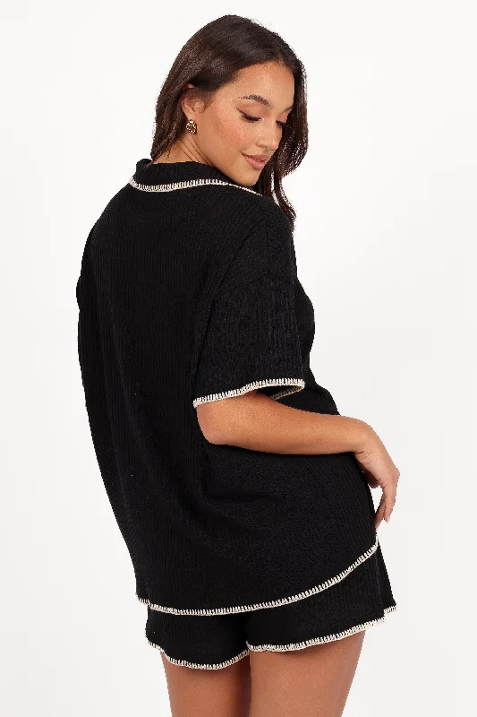 Essen Knit Shirt Set - Black Cream