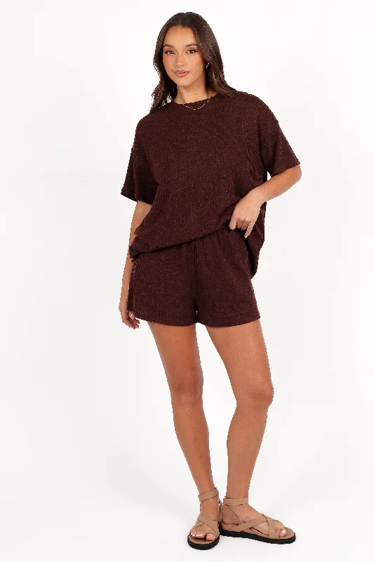 Granger Knit Short Set - Chocolate Brown