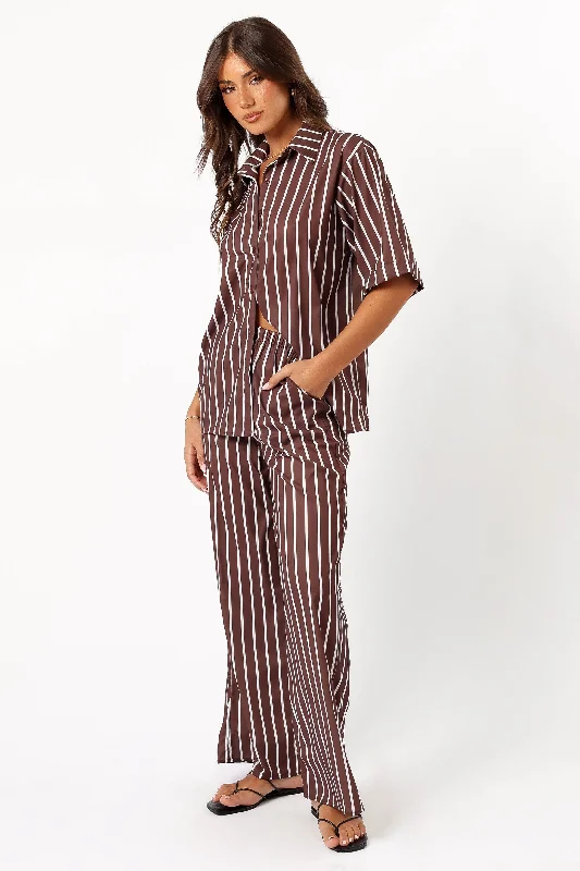 Lexa Pant Set - Chocolate Cream Stripe