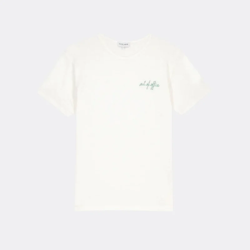 ""Out of Office"" Linen Villiers T-Shirt (Off White)