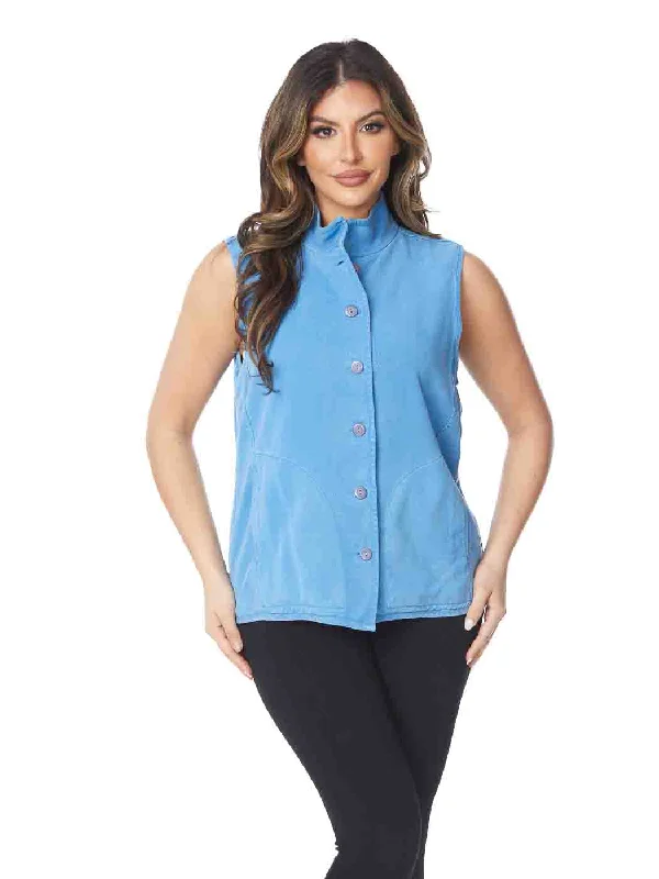 Tianello TENCEL™  Sleeveless ""Oxford"" Vest Jacket, Lined, & Side Pockets