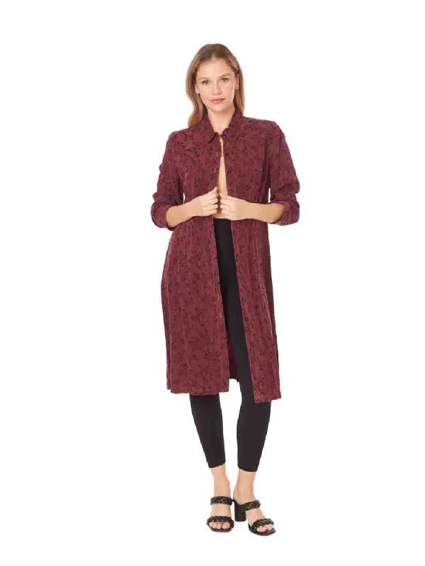 Tianello TENCEL™  ""Floral Jacquard"" Long Sleeved ""Daphne"" Duster