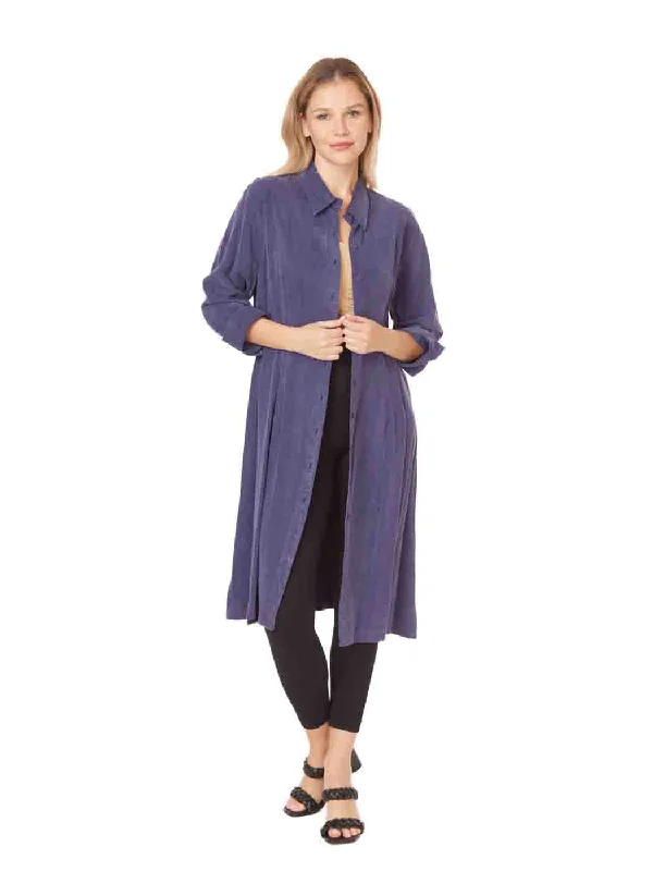 Tianello TENCEL™  Long Sleeved ""Daphne"" Duster - Indigo