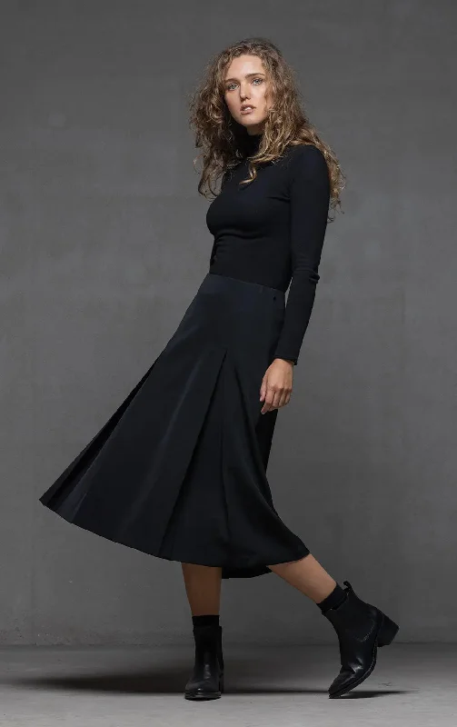 WOOL BLEND BOX PLEAT SKIRT