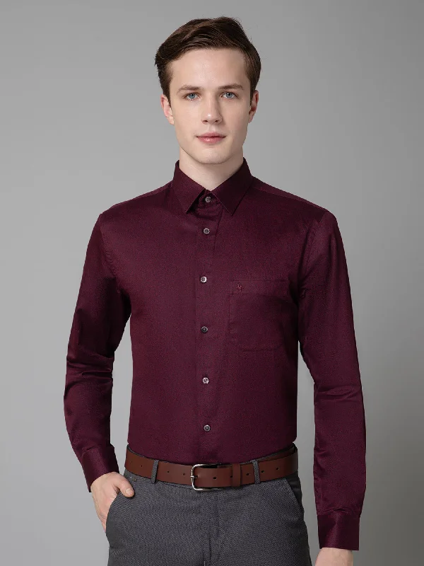 Cantabil Cotton Floral Printed Full Sleeve Regular Fit Marron Party Wear Shirt for Men with Pocket