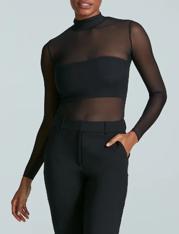 Chic Mesh Long Sleeve Turtleneck