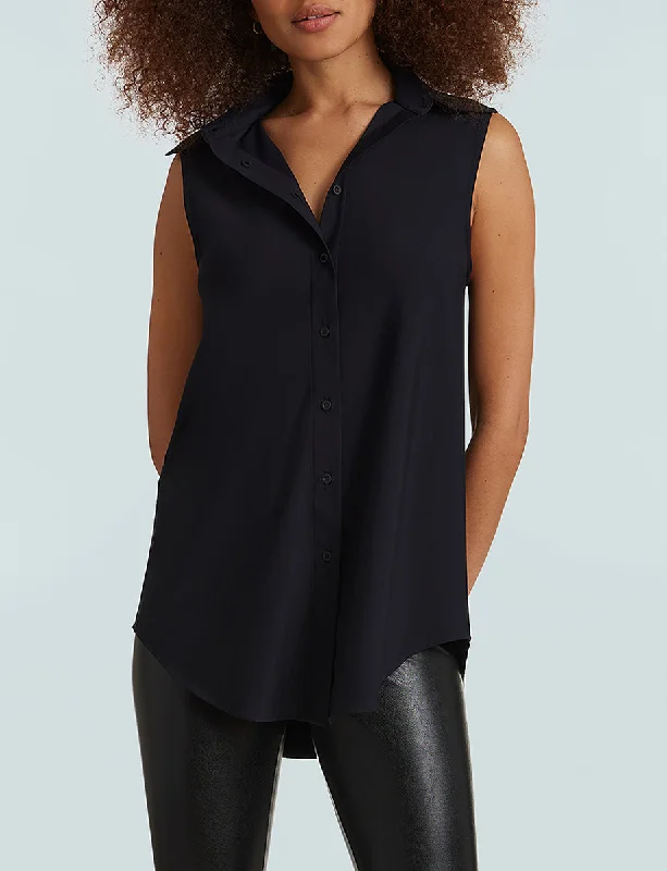 Classic Sleeveless Oversized Button Down Shirt