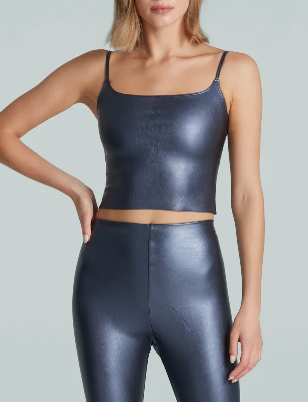 Faux Leather Cami Crop Top