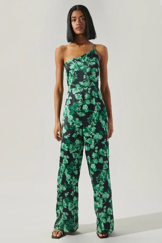 Botanica One Shoulder Le Disko Satin Jumpsuit