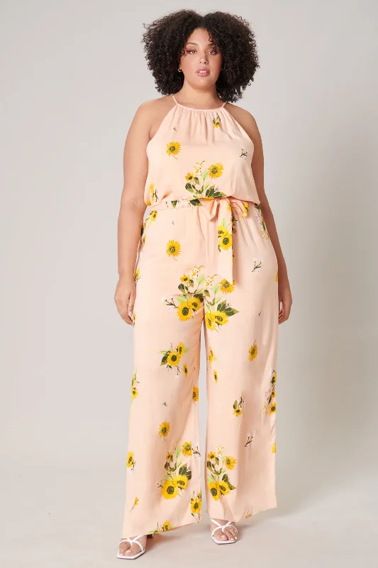 Girasol Floral Lighthearted Trapeze Jumpsuit Curve