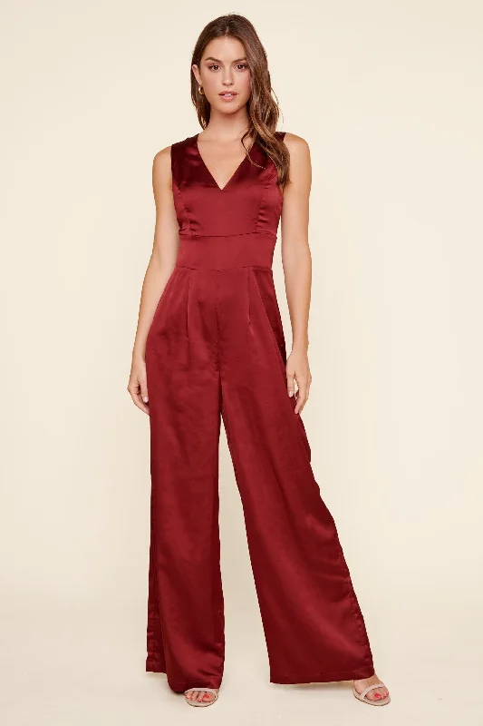 One and Only Satin Wide Leg Jumpsuit