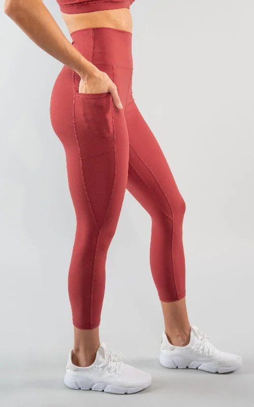 Bliss Legging 23"" With Pockets in Red Dahlia