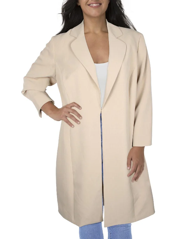 Plus Womens Crepe Topper Duster Blazer