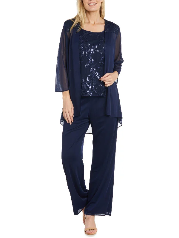 Womens Sequined 3PC Pant Suit