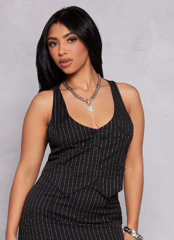 Almost Famous Pinstripe Button Front Vest