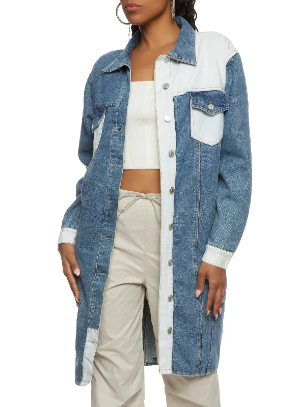 Patchwork Long Jean Jacket