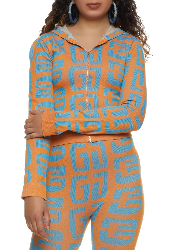 Seamless Geometric Print Track Jacket