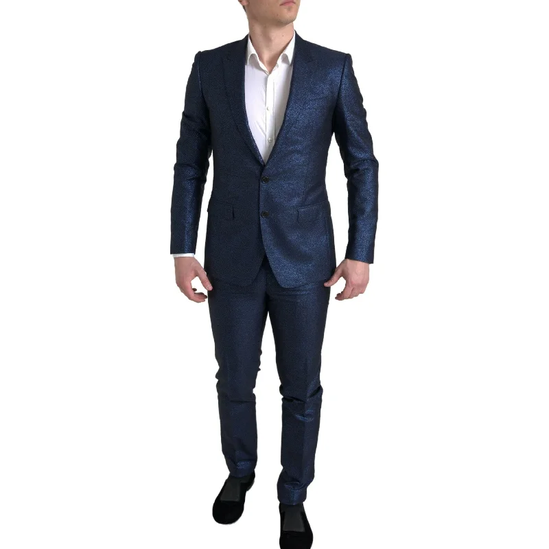 Dolce & Gabbana Metallic Blue Martini Slim Fit Suit